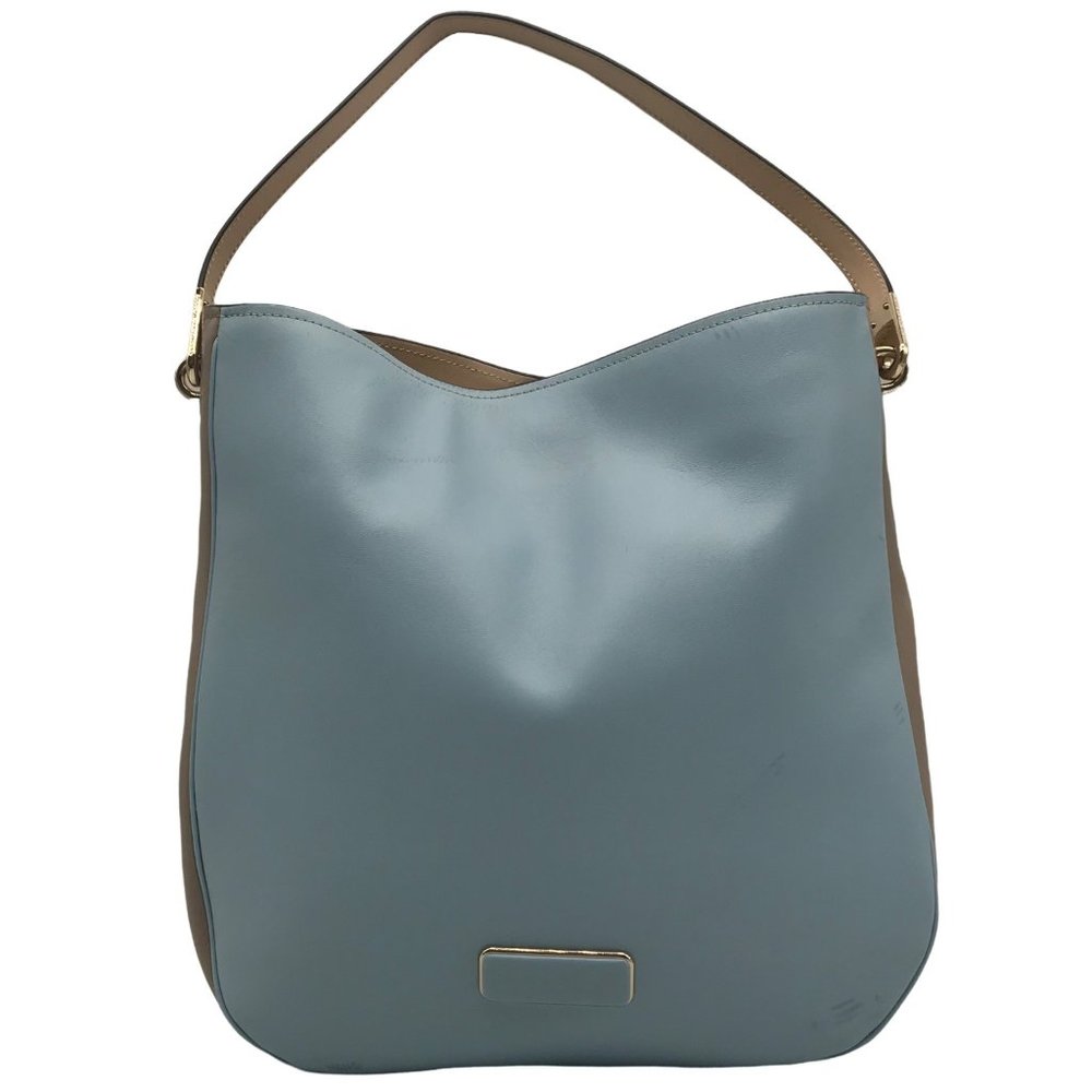 Marc Jacobs Ligero Faded Blue & Beige Colorblock Leather Hobo Bag